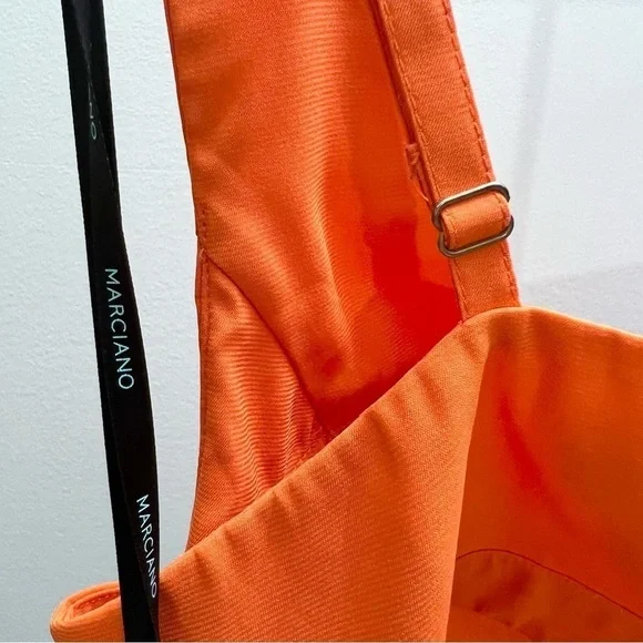 MARCIANO silk orange colourful print cut out mini dress 10 - Picture 12 of 16